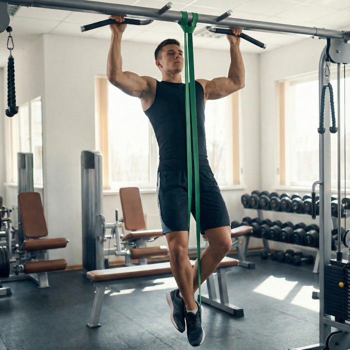 Резинка для підтягування, еспандер для підтягування 100-120кг зеленого кольору 2080х45х4.5 мм