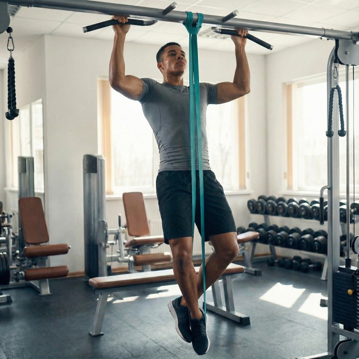 Резинка для підтягування, еспандер для підтягування 50-75кг бірюзового кольору 2080х32х4.5 мм