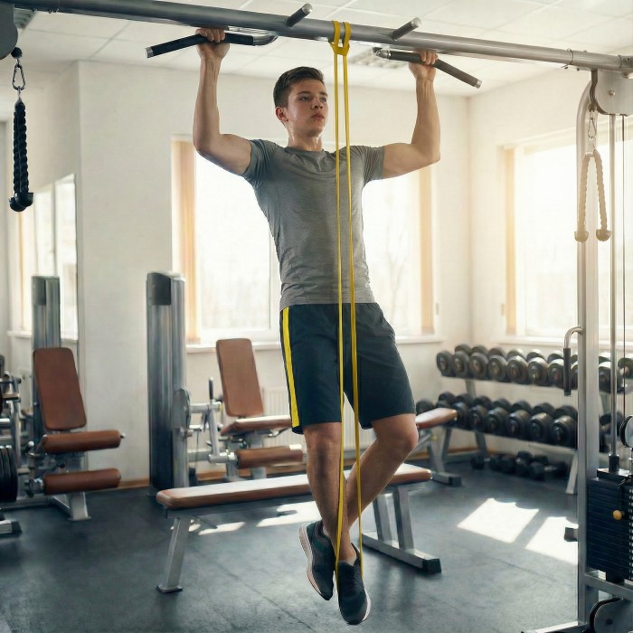 Резинка для підтягування, еспандер для підтягування 20-35 кг жовтого кольору 2080х16х4.5 мм