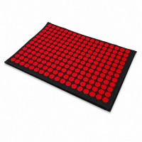 Килимок масажний акупунктурний голчастий Kumm 60×40 см (228 фішок), модульний 2 в 1 (килимок-валик) | Чорний з червоними фішками SF0000014014