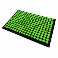 Килимок масажний акупунктурний голчастий Kumm 60×40 см (228 фішок), модульний 2 в 1 (килимок-валик) | Чорний із зеленими фішками SF0000014021
