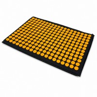 Килимок масажний акупунктурний голчастий Kumm 60×40 см (228 фішок), модульний 2 в 1 (килимок-валик) | Чорний з жовтими фішками SF0000014007