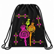 Рюкзак-мішок спортивний Kumm Folk Bloom 50×41 см | Чорний SF0000015141