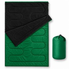 Двухместный спальный мешок-одеяло Double fleece XXXL 180×142 см с флисовой подкладкой и подголовником | Зеленый Kumm ST0000002202