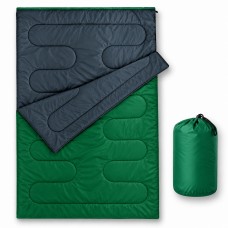 Двухместный спальный мешок-одеяло Double XXXL 185×145 см с подголовником | Зелено-серый Kumm ST0000002172