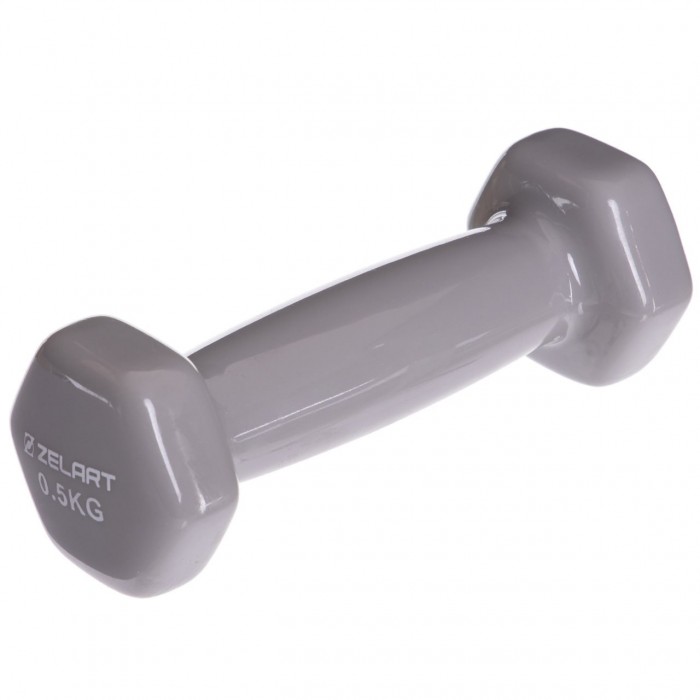 Гантелі для фітнесу 1шт 0.5кг Zelart 2777-0-5-GRAY сірий