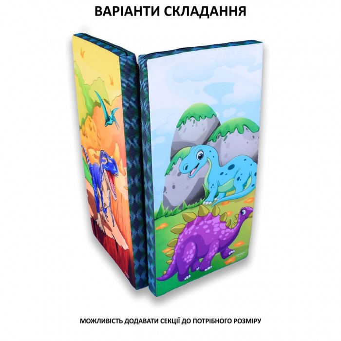 Дитячий спортивний мат з малюнком з серії динозаври гімнастичний мат, мат для спорту одна секція 100х50х6см