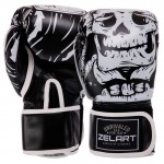 Рукавички боксерські FLEX Zelart SKULL BO-5493-10-BLACK 10 унцій чорний