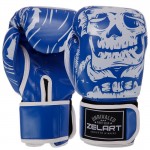 Рукавички боксерські FLEX Zelart SKULL BO-5493-10-BLUE 10 унцій синій