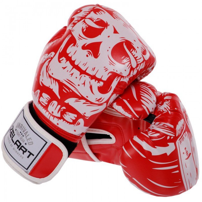 Рукавички боксерські FLEX Zelart SKULL BO-5493-10-RED 10 унцій червоний