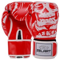 Рукавички боксерські FLEX Zelart SKULL BO-5493-10-RED 10 унцій червоний