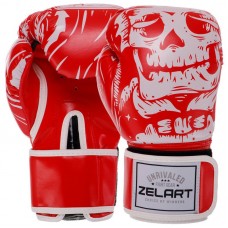 Рукавички боксерські FLEX Zelart SKULL BO-5493-10-RED 10 унцій червоний
