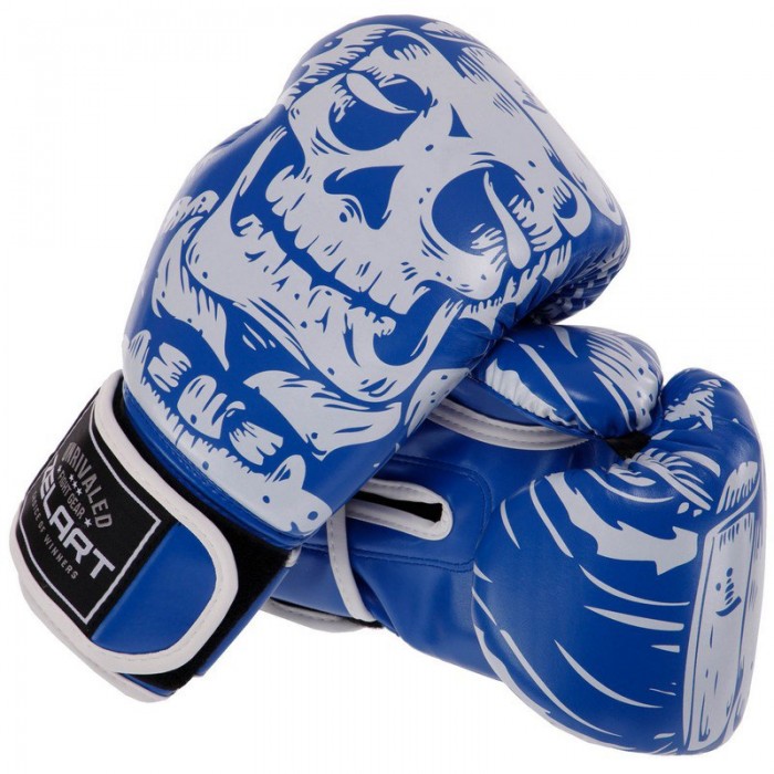 Рукавички боксерські FLEX Zelart SKULL BO-5493-12-BLUE 12 унцій синій