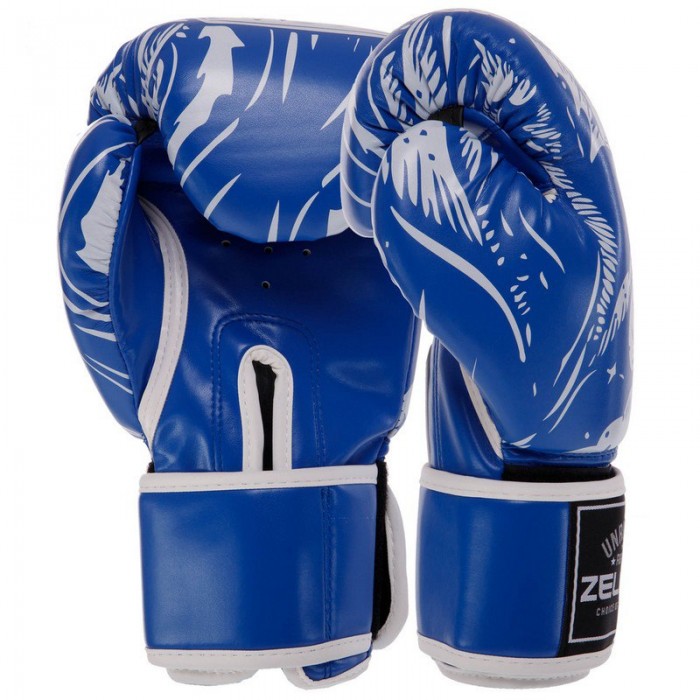 Рукавички боксерські FLEX Zelart SKULL BO-5493-12-BLUE 12 унцій синій
