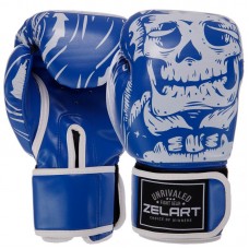 Рукавички боксерські FLEX Zelart SKULL BO-5493-12-BLUE 12 унцій синій