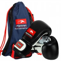 Рукавички боксерські шкіряні MARATON DMAX MRT-C4-10-BLACK 10 унцій чорно-білий