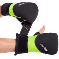 Снарядные перчатки с открытым большим пальцем неопреновые MAXXMMA GH06-L-XL-GREEN черно-салатовый L-XL