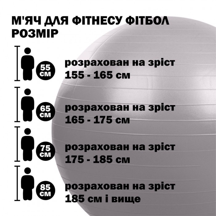 М'яч для фітнесу фітбол гладкий ABS технологія Zelart FI-1982-85-VIOLET 85см фіолетовий