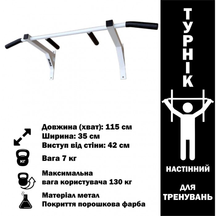 Турнік-бруси настінний посилений білий SPORTKO