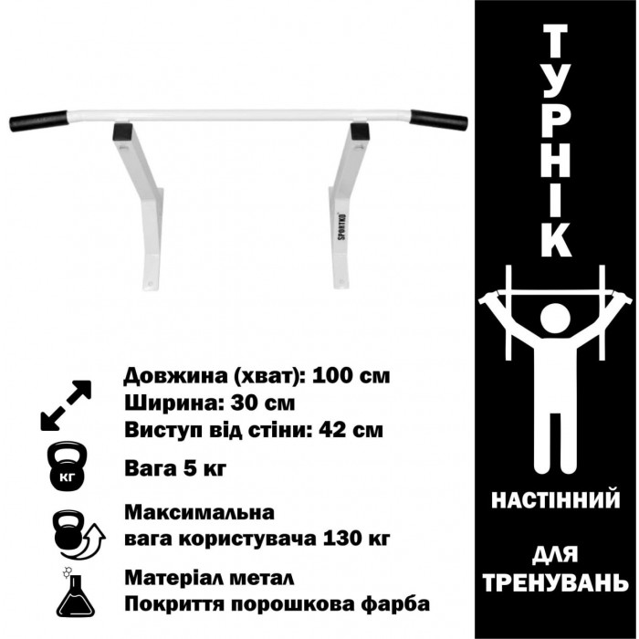 Турнік-бруси настінний білий SPORTKO