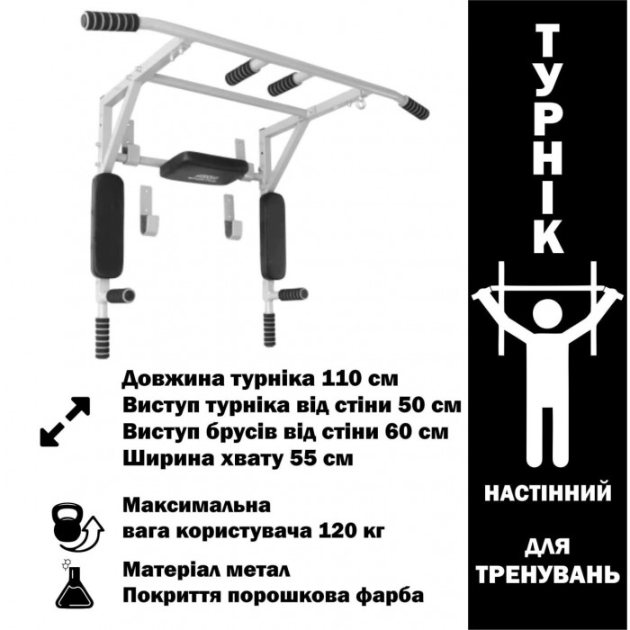 Турнік-бруси настінний білий SPORTKO