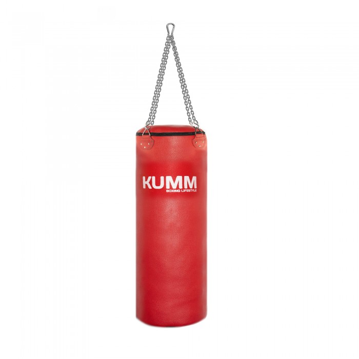 Мішок боксерський з кріпленням ланцюгами TitanFlex PVC 90х32см Kumm червоного кольору вага 30кг