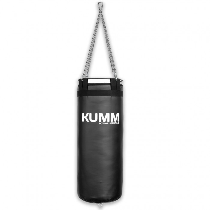Мешок боксерский со стальным кольцом с креплением цепи PVC 80х32см Kumm черного цвета вес 25кг