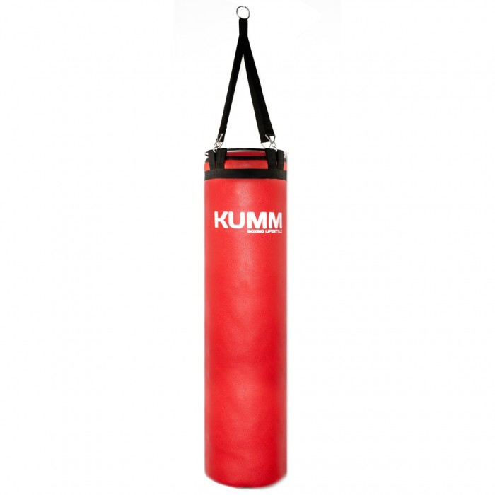 Мішок боксерський з текстильним кріпленням TitanFlex PVC 110х28см Kumm червоного кольору вага 25кг