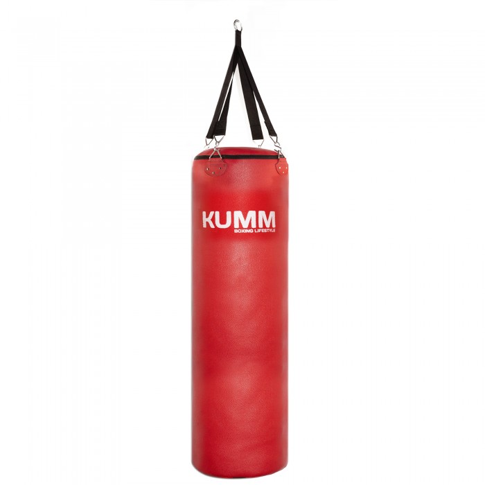 Мішок боксерський з текстильним кріпленням TitanFlex PVC 110х32см Kumm червоного кольору вага 40кг