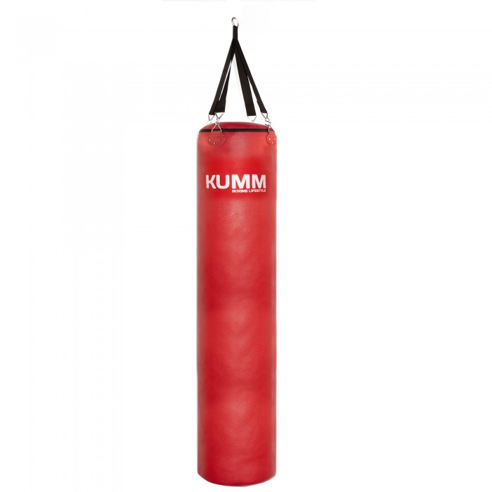 Мішок боксерський з текстильним кріпленням TitanFlex PVC 150х32см Kumm червоного кольору вага 50кг
