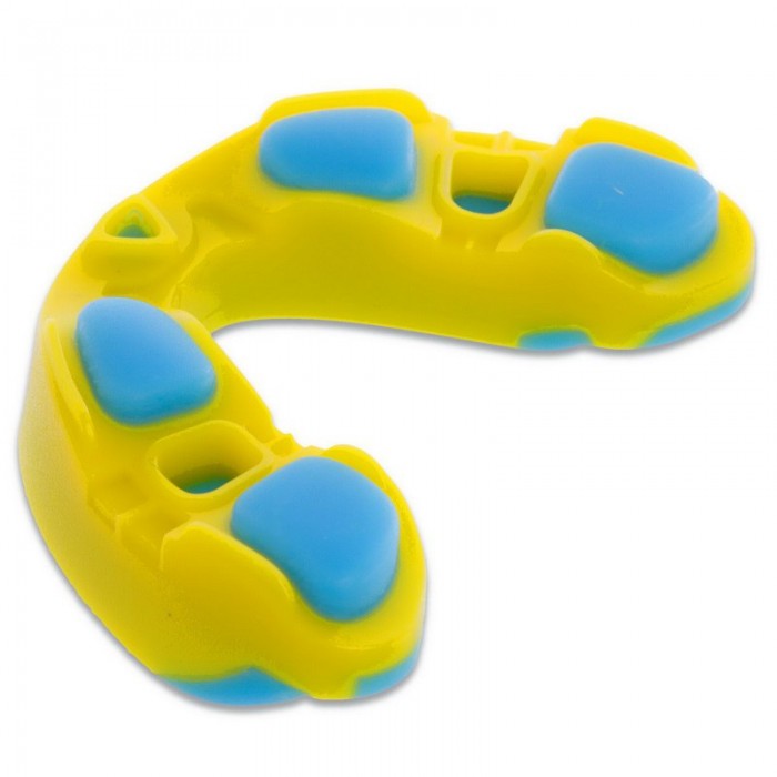 Капа боксерська однощелепна  розмір L Zelart BO-0062-YELLOW жовто-блакитна у футлярі