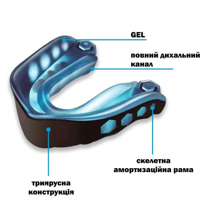 Капа для боксу однощелепна SP-Sport BO-7773-BLACK-BLUE чорно-синього кольору
