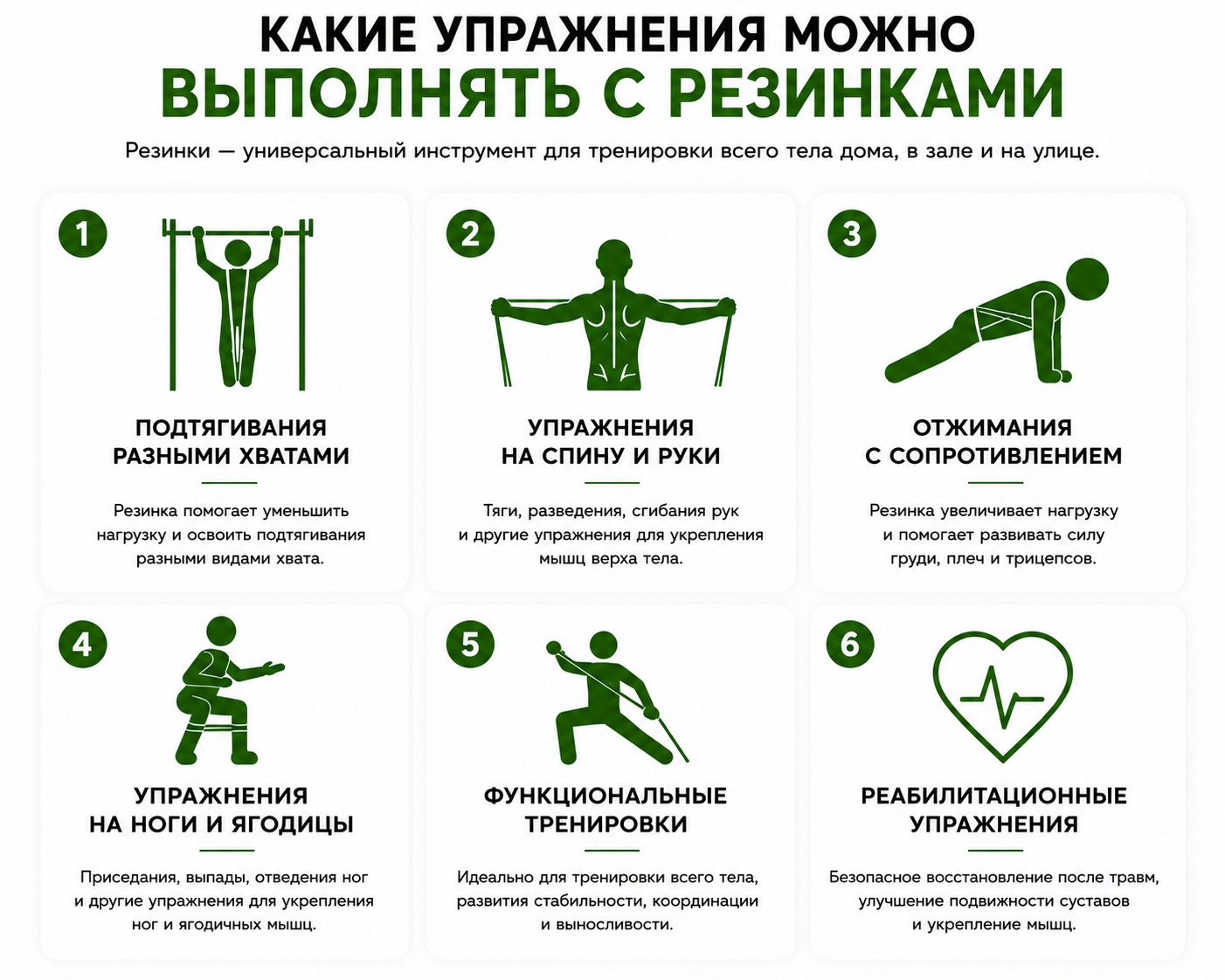 Какие упражнения можно выполнять с резинками